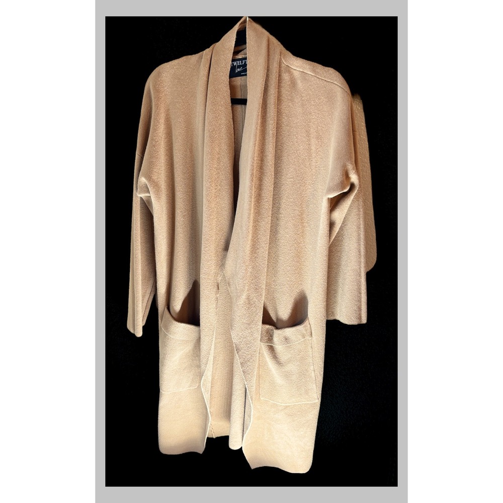 Twelfth Love Camel Tan Open Front Cardigan Sweater with Pockets Large